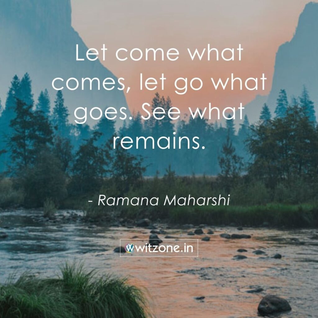 Let come what comes, let go what goes. See what remains
