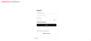 Shutterstock contributor login page