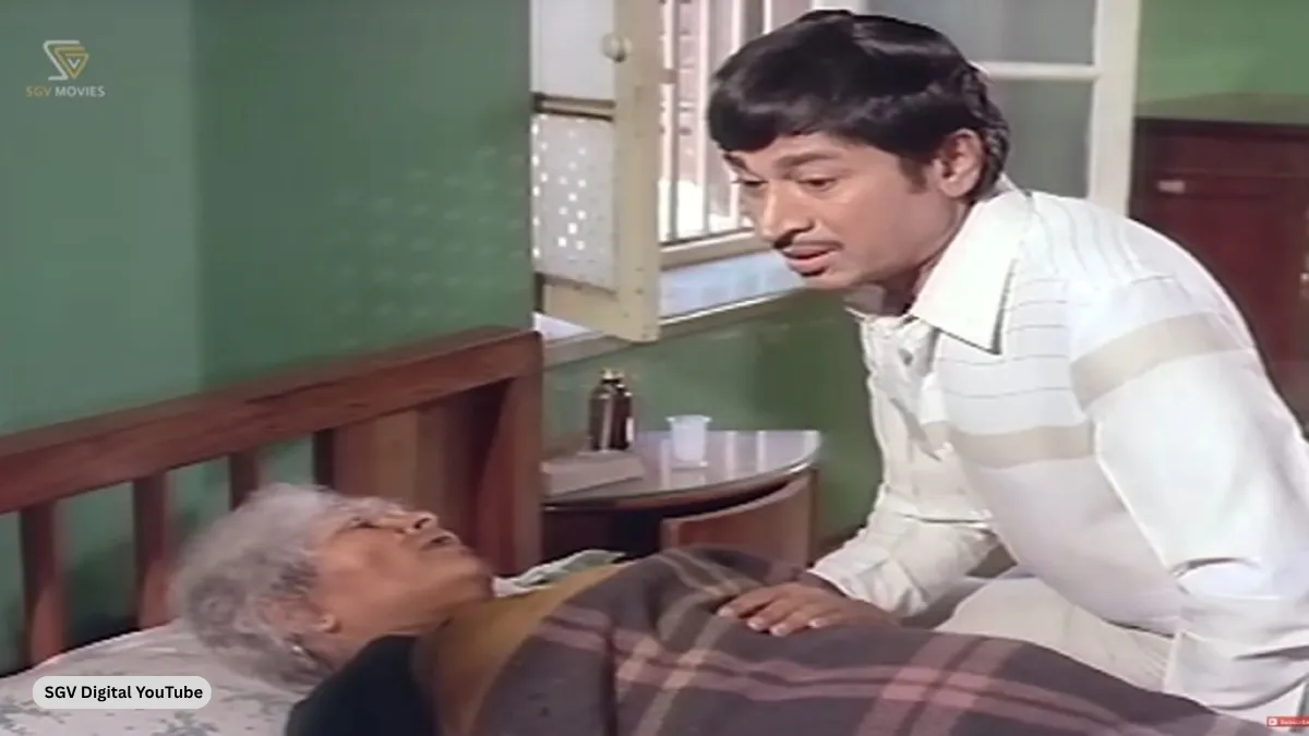 Dr. Rajkumar acting in a classic emotional scene from his movie